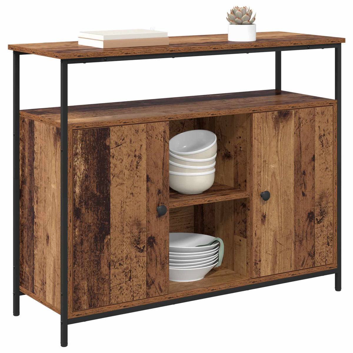 Vidaxl dressoir oud hout 100 x 35 x 80 cm bewerkt hout