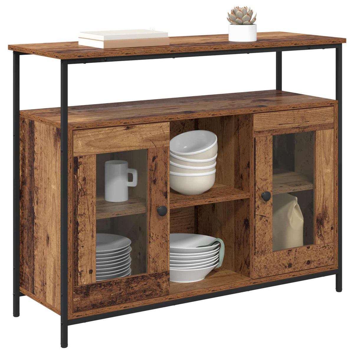 Vidaxl dressoir oud hout 100 x 35 x 80 cm bewerkt hout