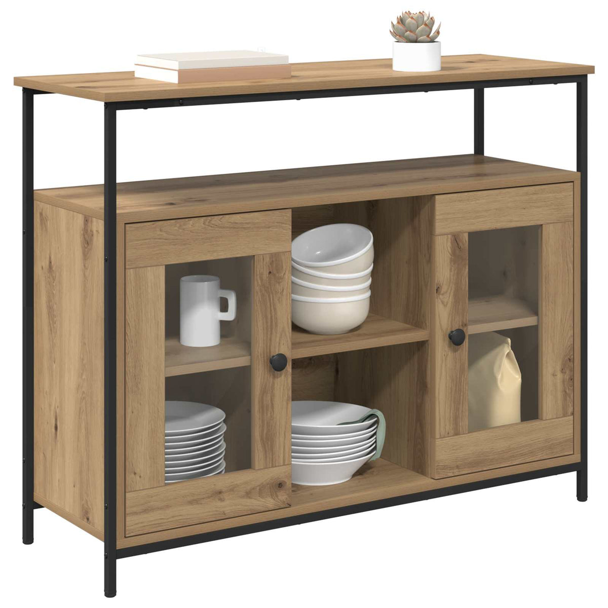 Vidaxl dressoir artisan eiken 100 x 35 x 80 cm bewerkt hout