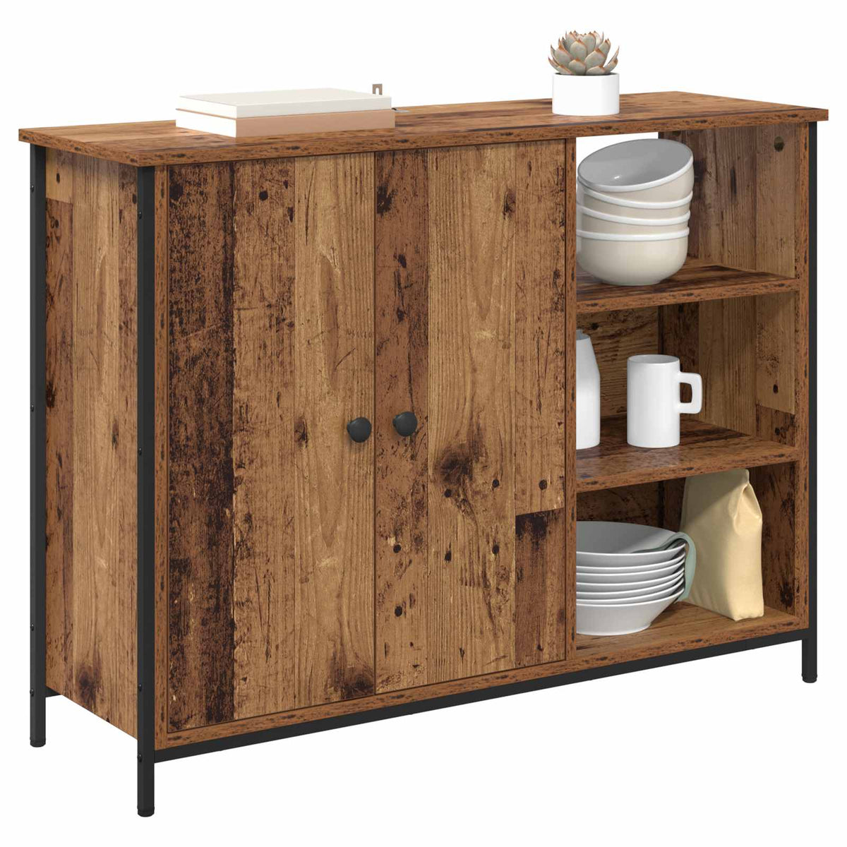 Vidaxl dressoir oud hout 100 x 33 x 75 cm bewerkt hout
