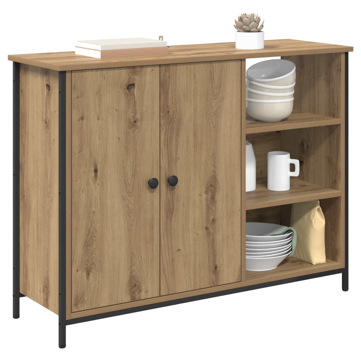 Vidaxl dressoir artisan eiken 100 x 33 x 75 cm bewerkt hout