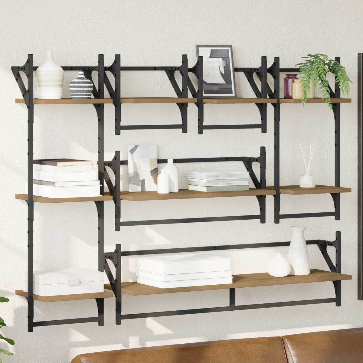 Vidaxl wandplankenset 6 st artisan eiken 100 x 25 x 30 cm bewerkt hout