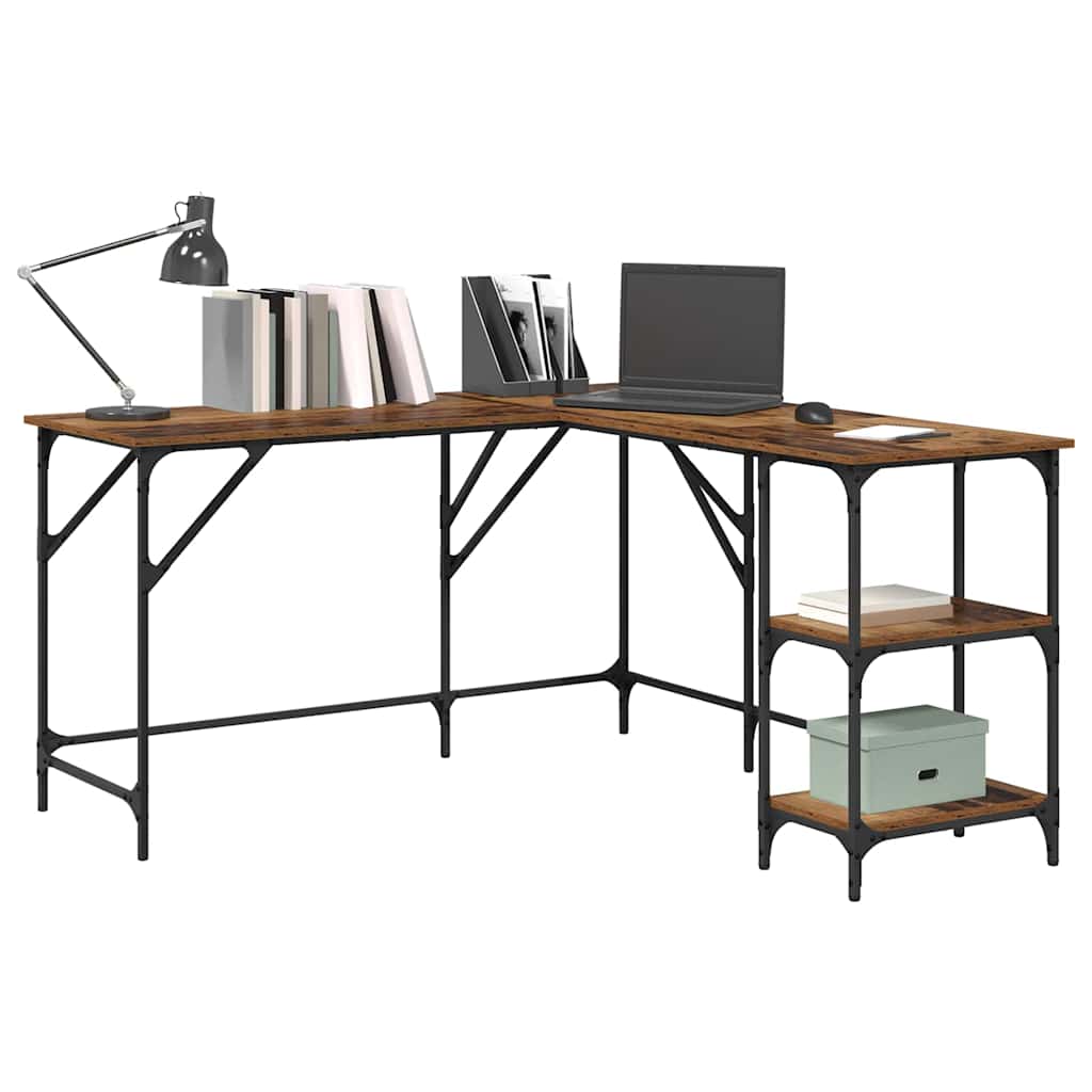 Vidaxl bureau oud hout 139 x 139 x 75 cm bewerkt hout