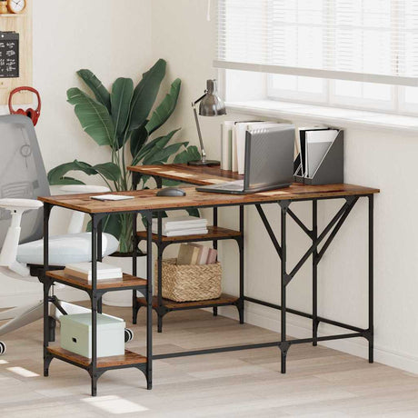 Vidaxl bureau oud hout 139 x 139 x 75 cm bewerkt hout