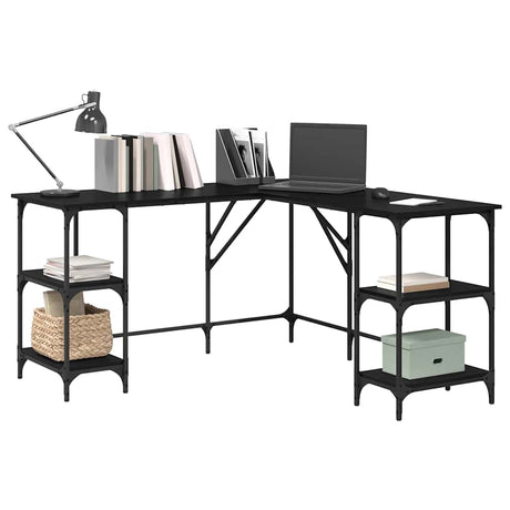 Vidaxl bureau zwart eiken 139 x 139 x 75 cm bewerkt hout