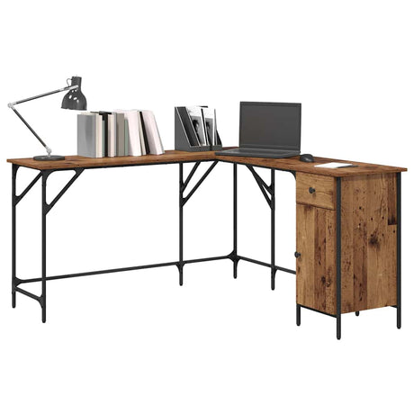 Vidaxl bureau oud hout bewerkt hout 141 x 141 x 75 cm