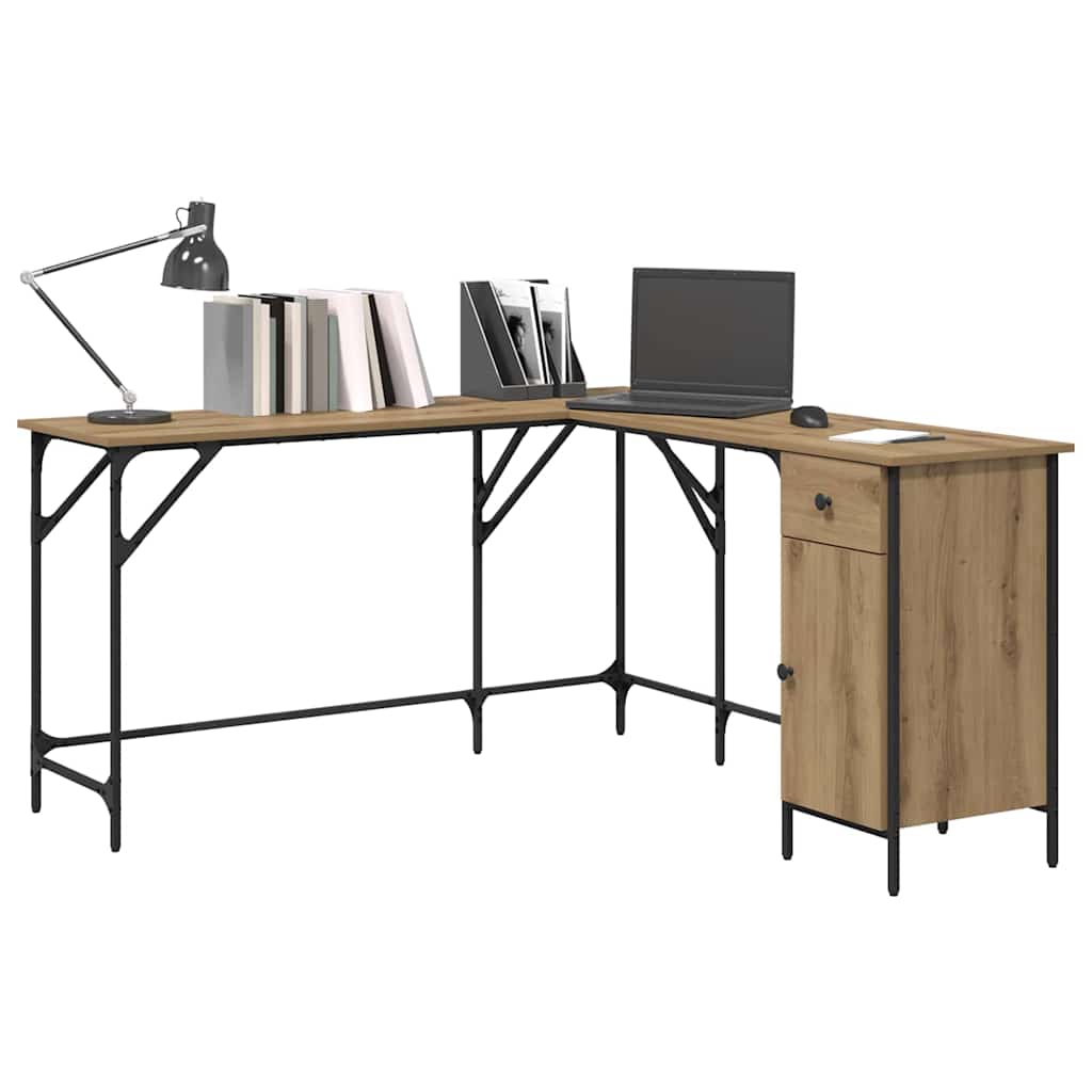 Vidaxl bureau artisan eiken bewerkt hout 141 x 141 x 75 cm