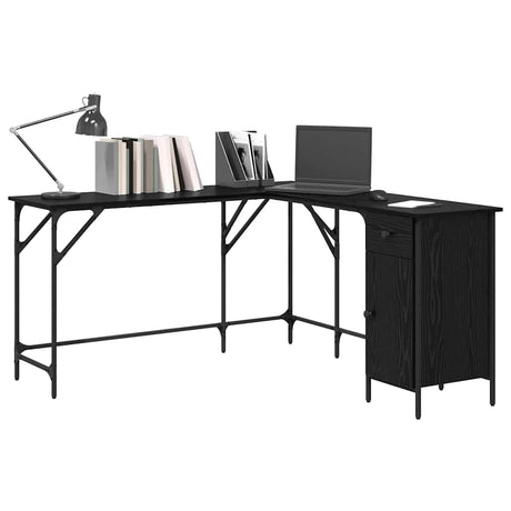 Vidaxl bureau zwart eiken bewerkt hout 141 x 141 x 75 cm