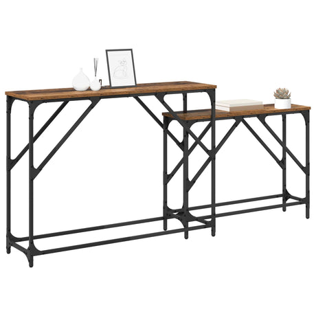 Vidaxl wandtafel 2 st oud hout 100 x 28 x 75 cm bewerkt hout
