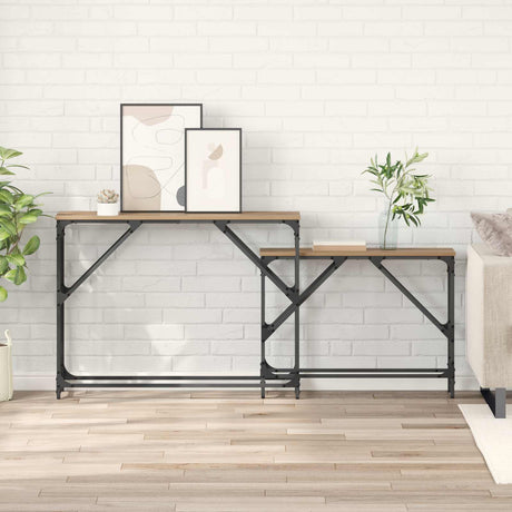 Vidaxl wandtafel 2 st artisan eiken 100 x 28 x 75 cm bewerkt hout