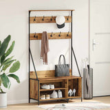 Vidaxl kledingrek met plank oud hout 100 x 41 x 184 cm bewerkt hout