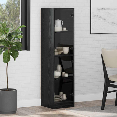 Vidaxl highboard zwart eiken 35 x 37 x 142 cm bewerkt hout