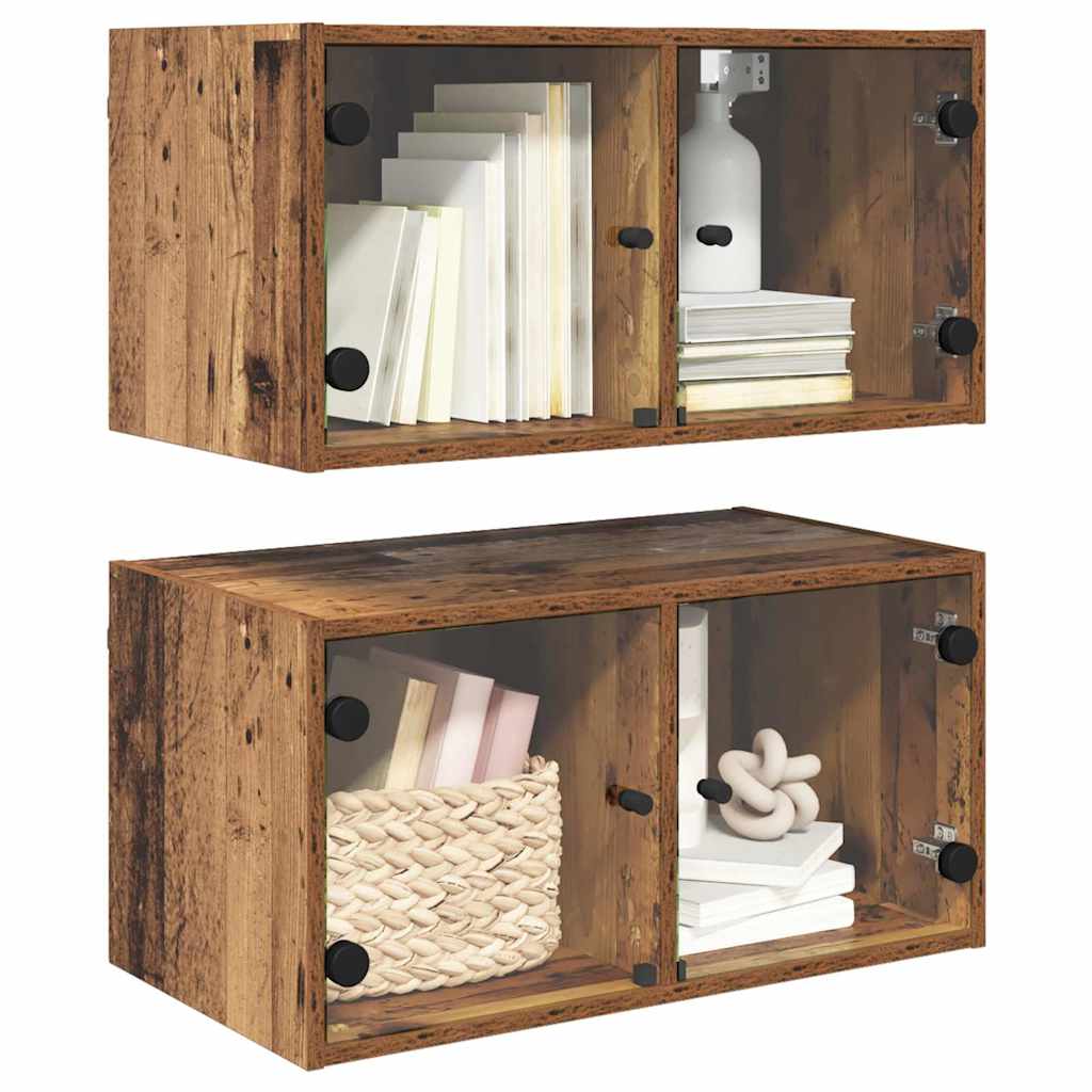 Vidaxl wandkasten 2 st 68 x 37 x 35 cm bewerkt hout oud hout
