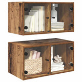 Vidaxl wandkasten 2 st 68 x 37 x 35 cm bewerkt hout oud hout