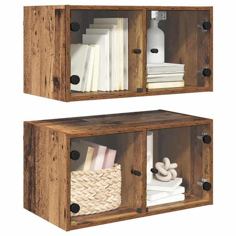 Vidaxl wandkasten 2 st 68 x 37 x 35 cm bewerkt hout oud hout