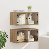 Vidaxl wandkasten 2 st 68 x 37 x 35 cm bewerkt hout artisan eiken