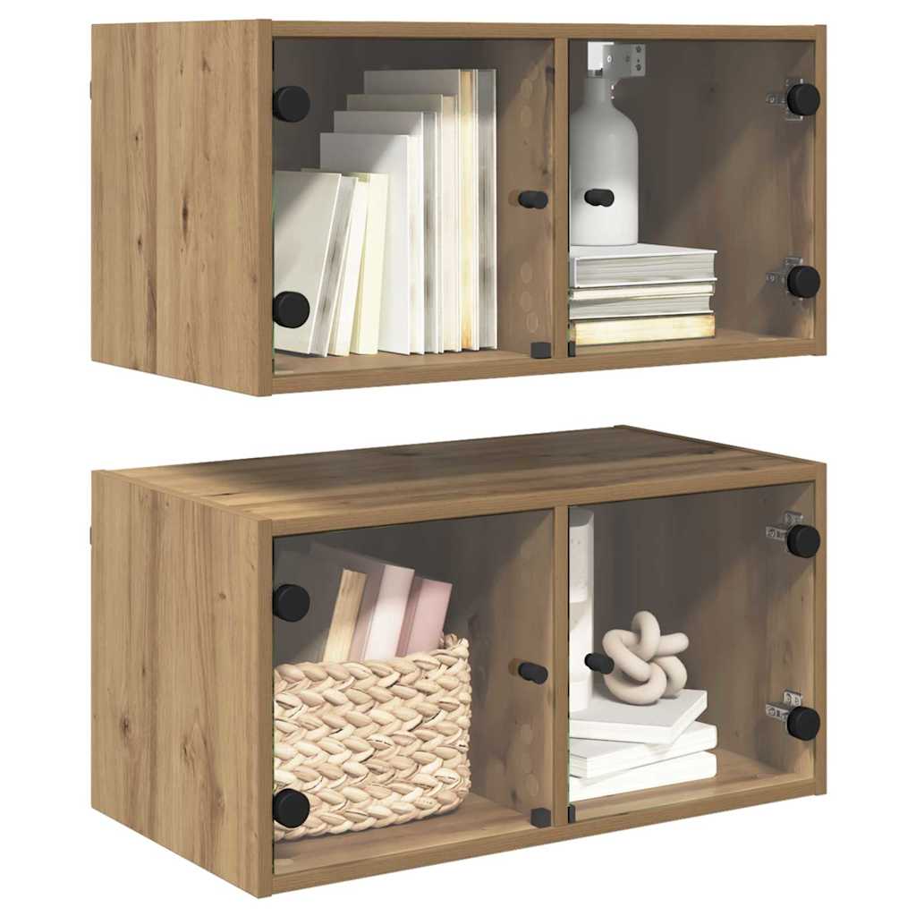 Vidaxl wandkasten 2 st 68 x 37 x 35 cm bewerkt hout artisan eiken
