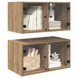 Vidaxl wandkasten 2 st 68 x 37 x 35 cm bewerkt hout artisan eiken