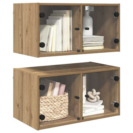 Vidaxl wandkasten 2 st 68 x 37 x 35 cm bewerkt hout artisan eiken