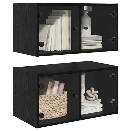 Vidaxl wandkasten 2 st 68 x 37 x 35 cm bewerkt hout zwart eiken