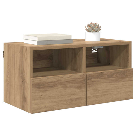 Vidaxl tv wandkasten 2 st artisan eiken bewerkt hout