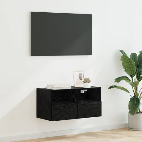 Vidaxl tv wandkast 60 x 30 x 30 cm zwart eiken bewerkt hout