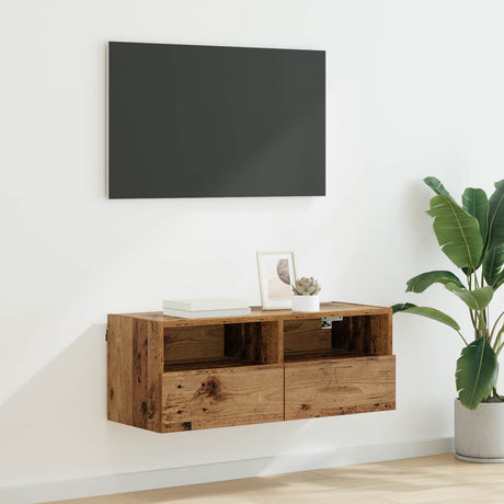 Vidaxl tv wandkast 80 x 30 x 30 cm oud hout bewerkt hout