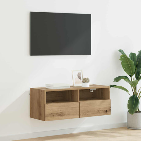 Vidaxl tv wandkast 80 x 30 x 30 cm artisan eiken bewerkt hout