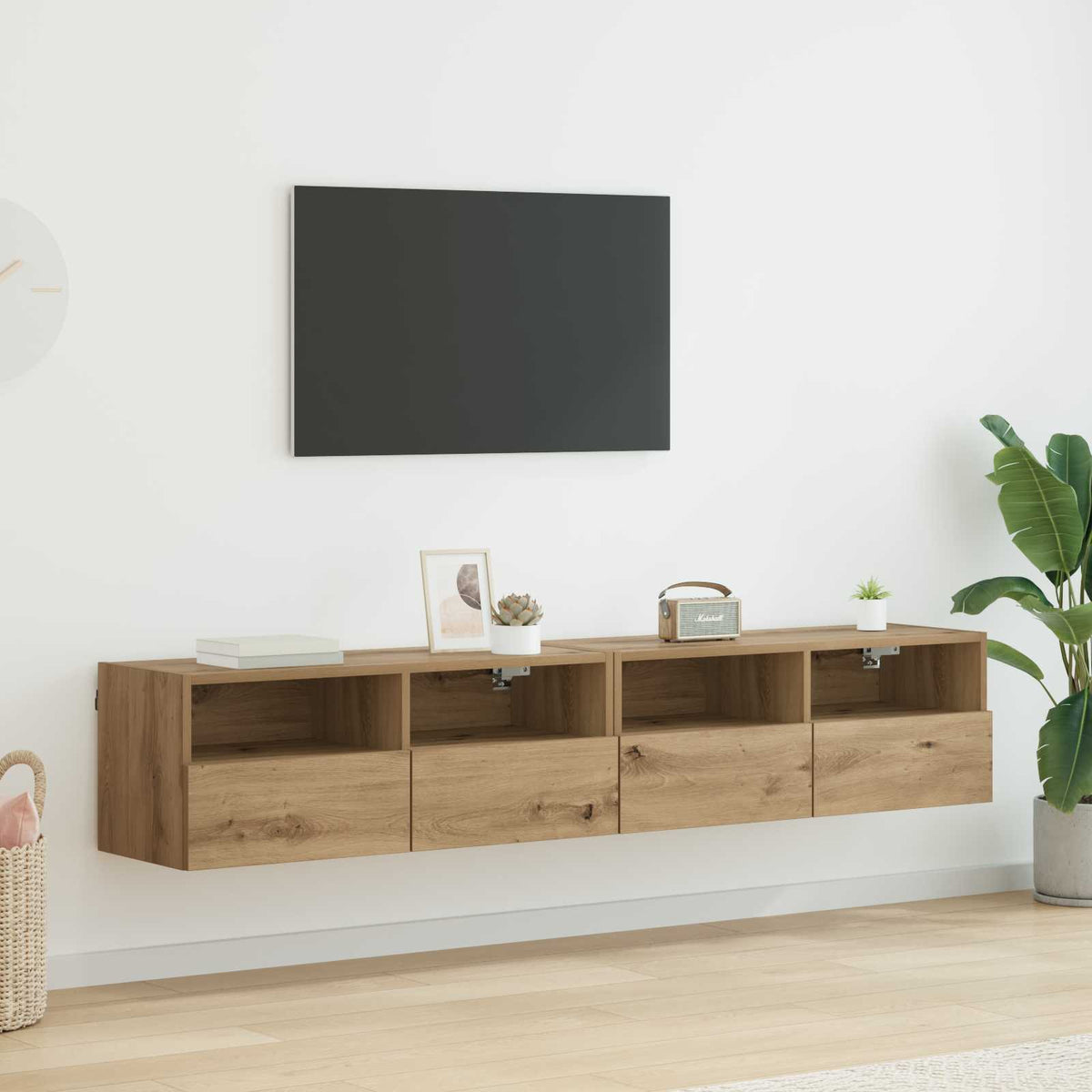 Vidaxl tv wandkasten 2 st artisan eiken bewerkt hout