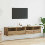 Vidaxl tv wandkasten 2 st artisan eiken bewerkt hout