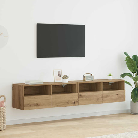 Vidaxl tv wandkasten 2 st artisan eiken bewerkt hout