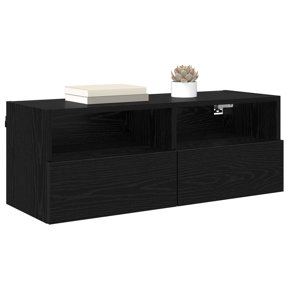 Vidaxl tv wandkasten 2 st zwart eiken bewerkt hout
