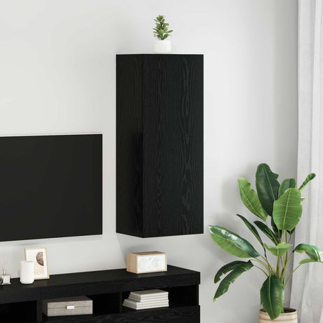 Vidaxl tv wandkast 40,5 x 30 x 102 cm zwart eiken bewerkt hout