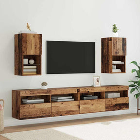 Vidaxl wandgemonteerde tv-kasten 2 st oudhout bewerkt hout