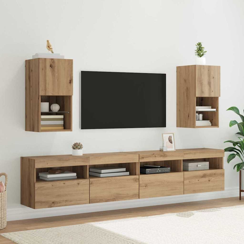 Vidaxl wandgemonteerde tv-kasten 2 st artisan eiken bewerkt hout