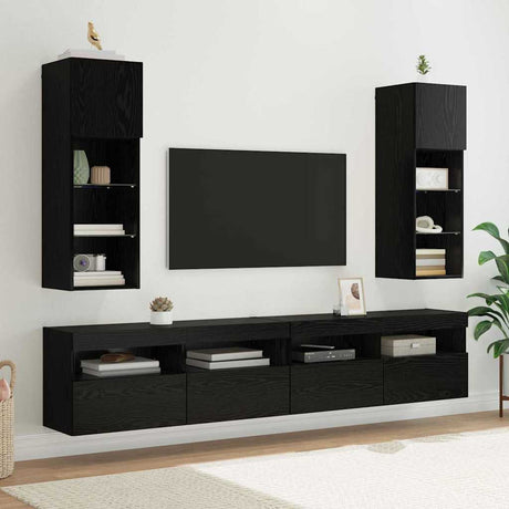 Vidaxl wandgemonteerde tv-kasten 2 st zwart eiken bewerkt hout
