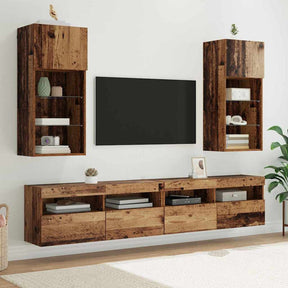 Vidaxl wandgemonteerde tv-kasten 2 st oudhout bewerkt hout