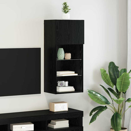 Vidaxl wandgemonteerd tv-meubel 40,5 x 30 x 90 cm zwart eiken