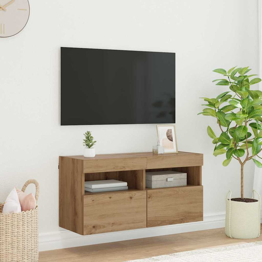 Vidaxl tv wandkast 80 x 30 x 40 cm artisan eiken bewerkt hout