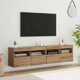 Vidaxl tv wandkasten 2 st artisan eiken bewerkt hout