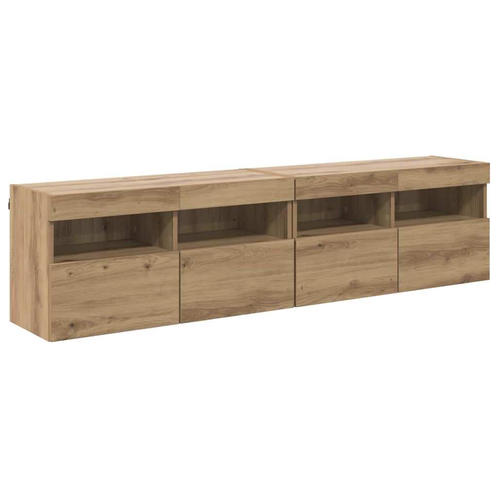 Vidaxl tv wandkasten 2 st artisan eiken bewerkt hout