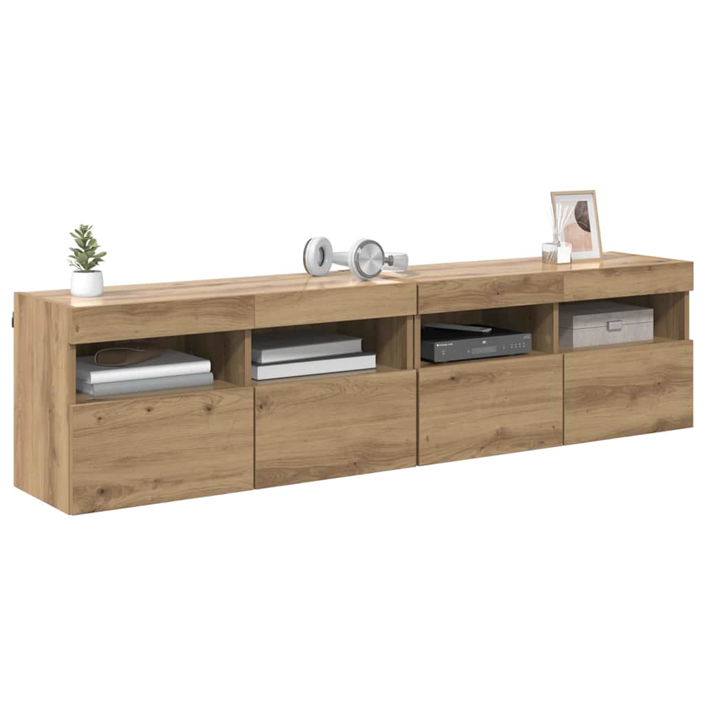 Vidaxl tv wandkasten 2 st artisan eiken bewerkt hout