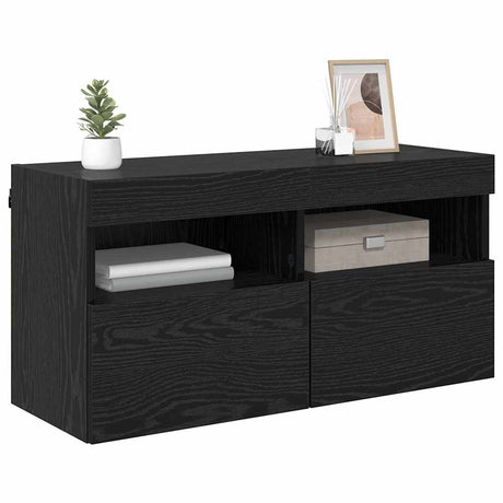 Vidaxl tv wandkast 80 x 30 x 40 cm zwart eiken bewerkt hout