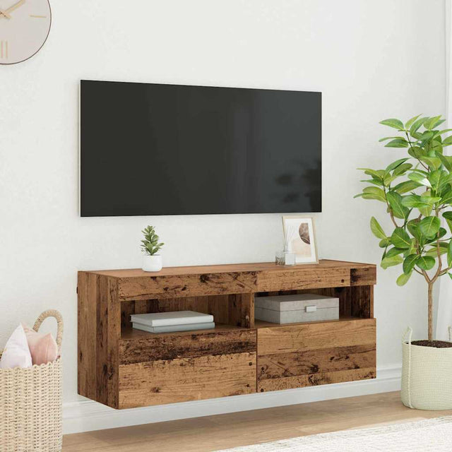 Vidaxl tv wandkast 100 x 30 x 40 cm oud hout bewerkt hout