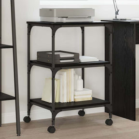 Vidaxl printerstand zwart eiken 50 x 41 x 75 cm bewerkt hout