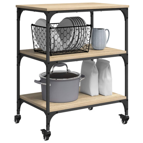 Vidaxl keuken trolley sonoma eiken 60 x 41 x 76 cm bewerkt hout