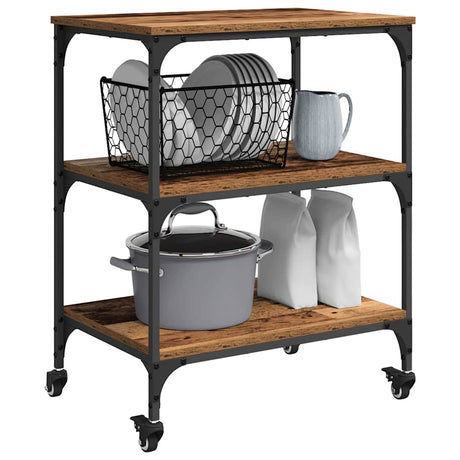Vidaxl keuken trolley oud hout 60 x 41 x 76 cm bewerkt hout