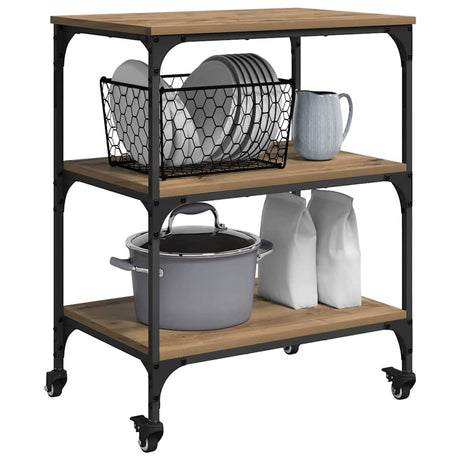 Vidaxl keuken trolley artisan eiken 60 x 41 x 76 cm bewerkt hout