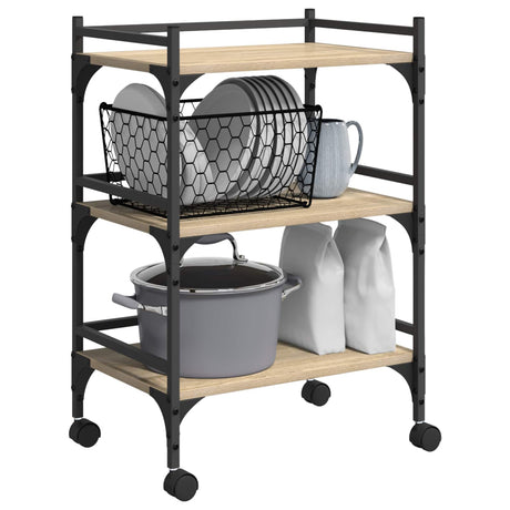 Vidaxl keuken trolley sonoma eiken 50 x 35 x 75,5 cm bewerkt hout