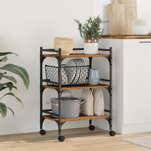 Vidaxl keuken trolley oud hout 50 x 35 x 75.5 cm bewerkt hout
